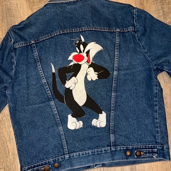 Rustler Other - Vintage Rustler Denim Jean Jacket Large Sylvester The Cat Looney Tunes Cartoons